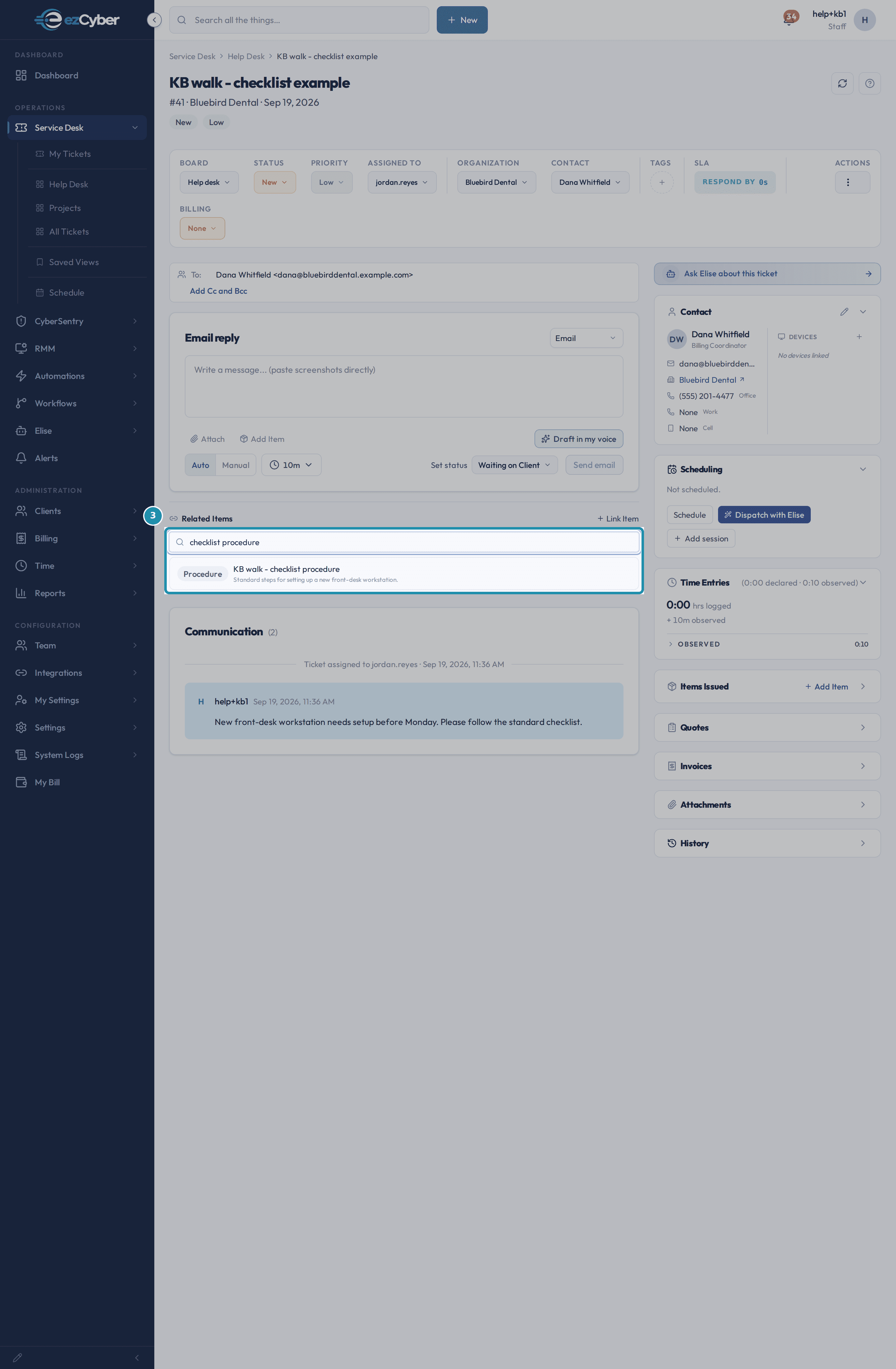 The Related Items search box with a matching procedure listed below it.